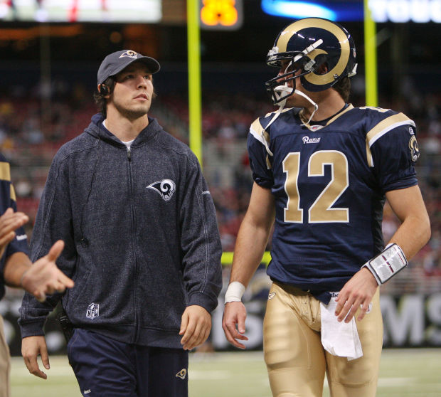 St. Louis Rams quarterback Ryan Fitzpatrick walks off the field