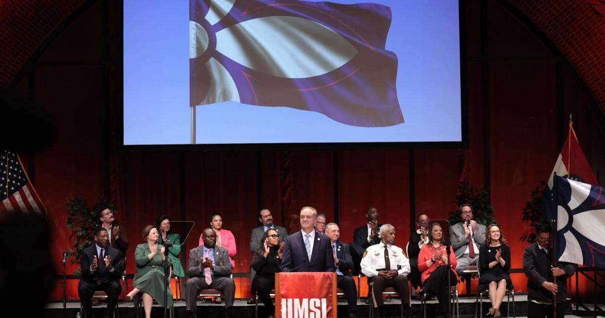St. Louis County Executive Sam Page unveils new flag