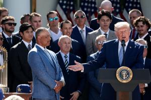 Dodgers visit White House, give World Series ring to Trump