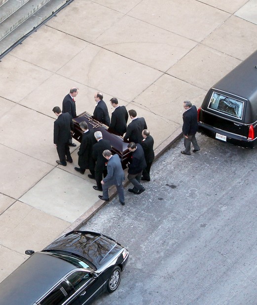 Stan Musial statue the day of his funeral procession. 1-26-13