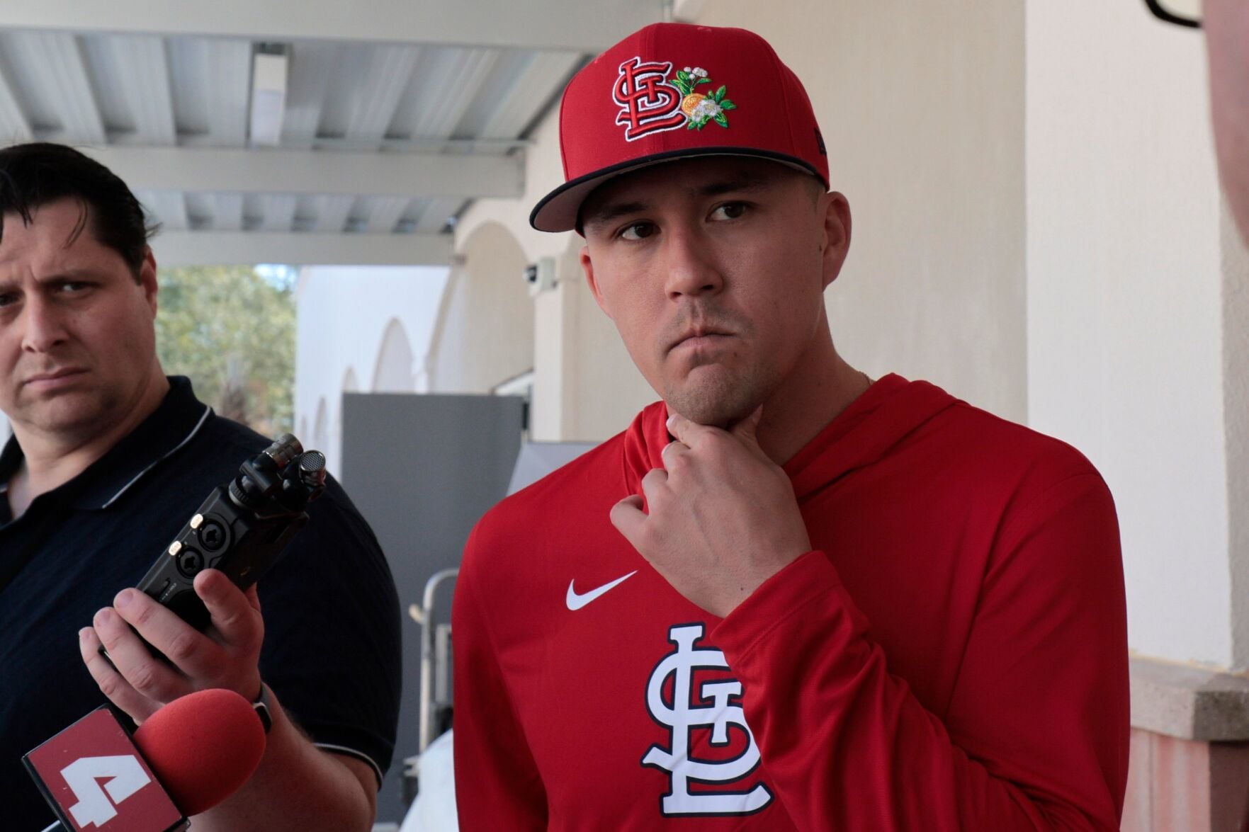 Lars Nootbaar arrives at spring training, says opening day is questionable