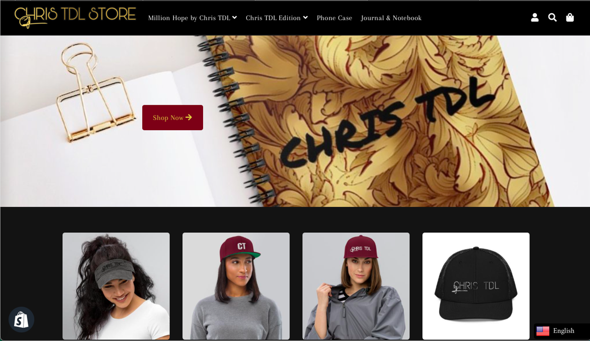 Chris TDL Store | Home page capture.