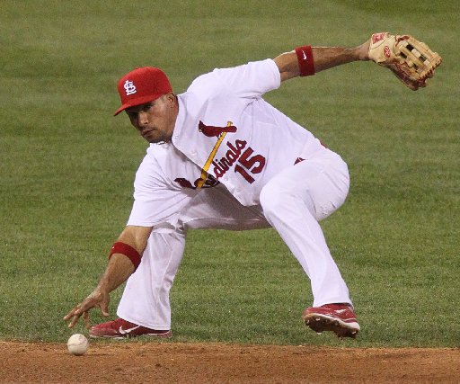 Los Angeles Dodger shortstop Rafael Furcal makes a play on a pop