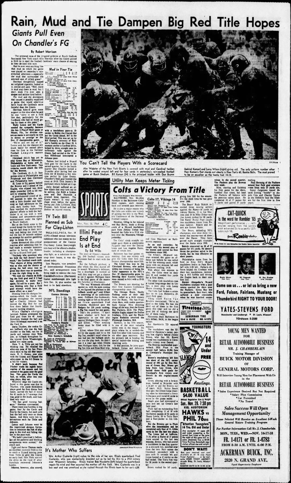 Time machine: 5 things we noticed from this Nov. 16, 1964 Post-Dispatch sports front | Sports ...