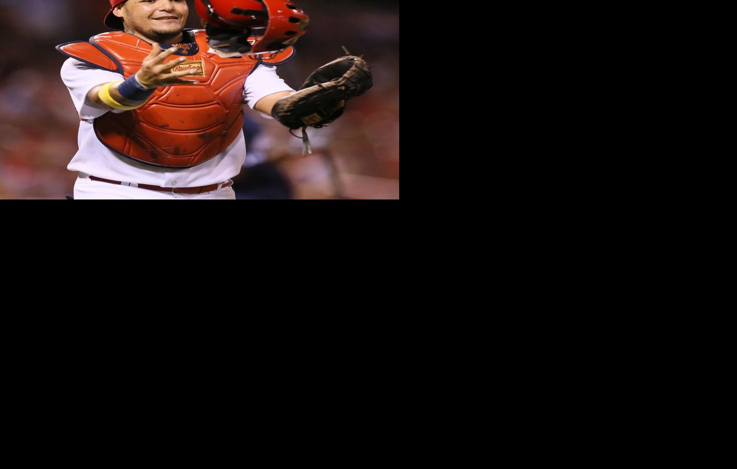Cardinals catcher gets ball stick to chest protector