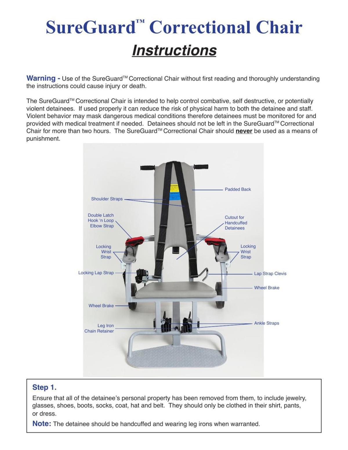 Restraint Chair Instructions