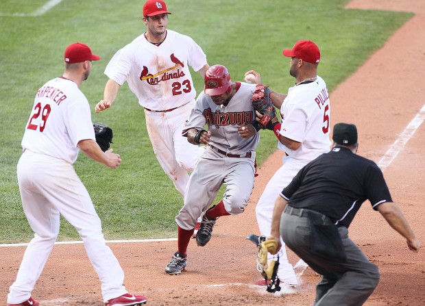 Cardinals 3B David Freese totals vehicle but escapes injury 
