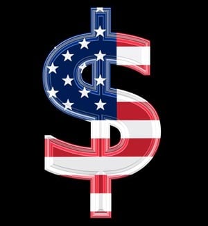 Red white and blue dollar sign