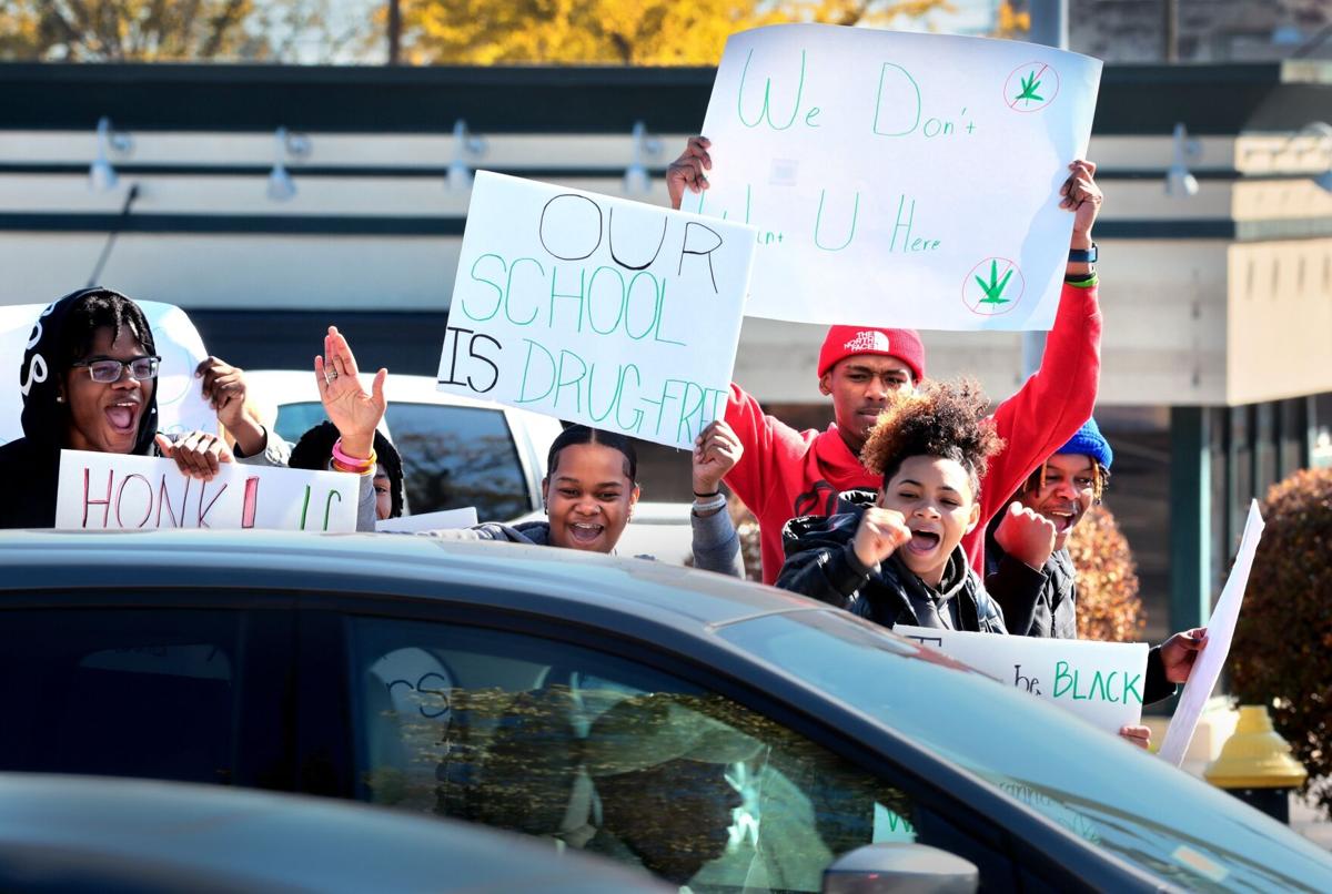 Students protest marijuana dispensary opening near Soulard school