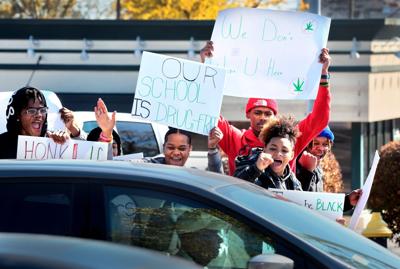 Students protest marijuana dispensary opening near Soulard school