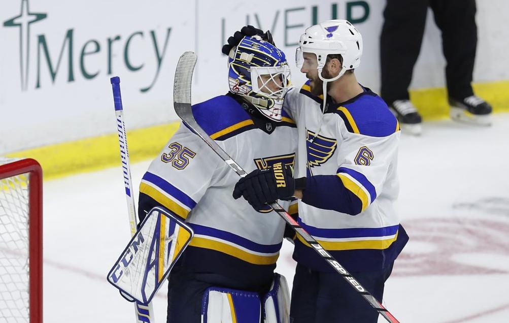 St. Louis Blues Goalie Ville Husso takes the ice for practice