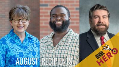 Cynthia Jobe, Ahmaad Wallace and Eric Hucker receive UMSL Hero Awards