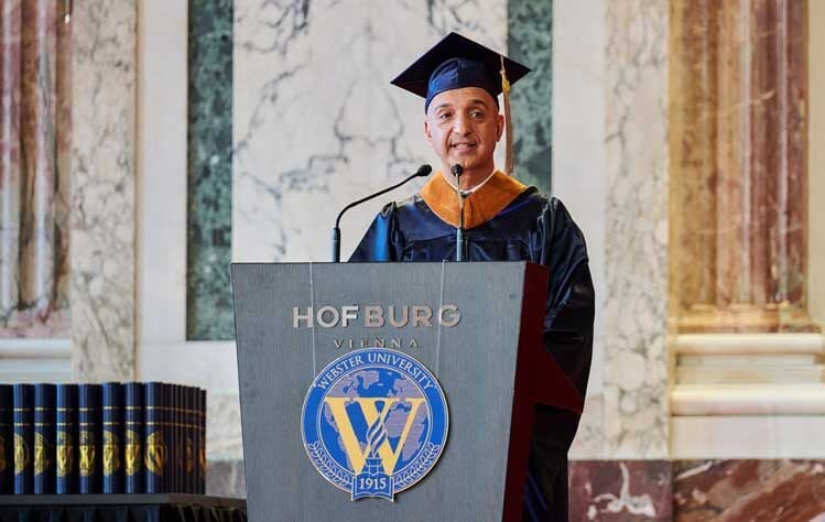 Maziar Mike Doustdar, CEO at Novo Nordisk, Addresses the Webster Vienna Commencement Ceremony