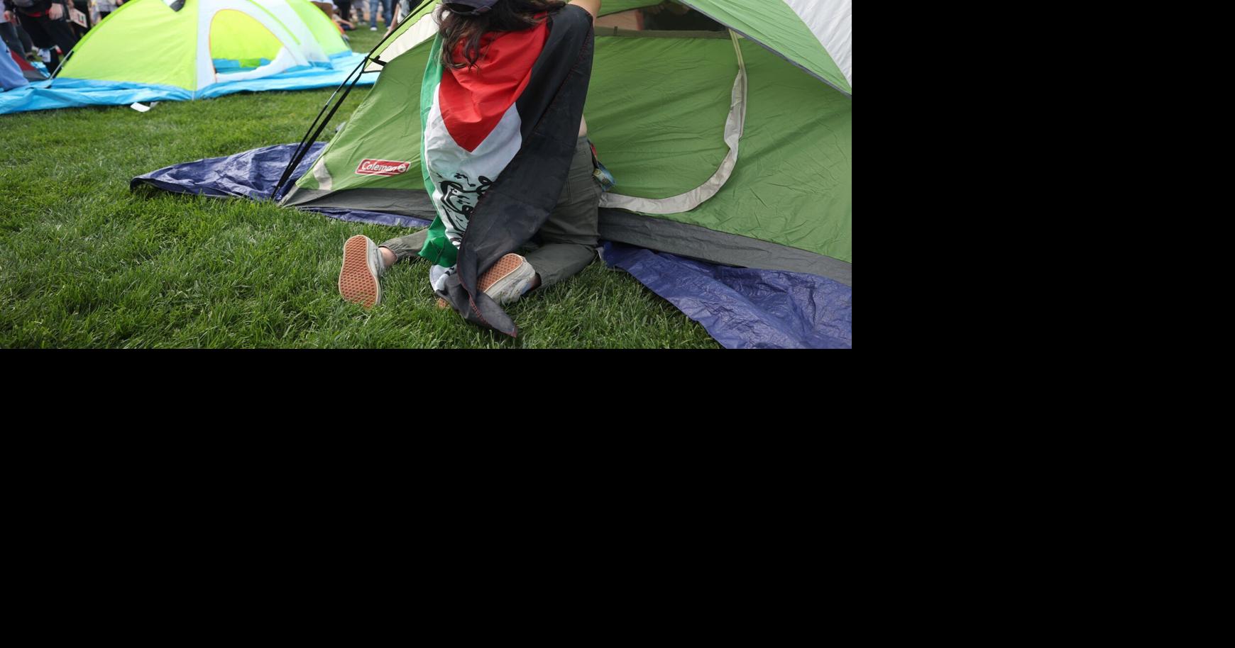 Protesters establish camp at Washington University to oppose Gaza conflict and call for disassociation from Boeing