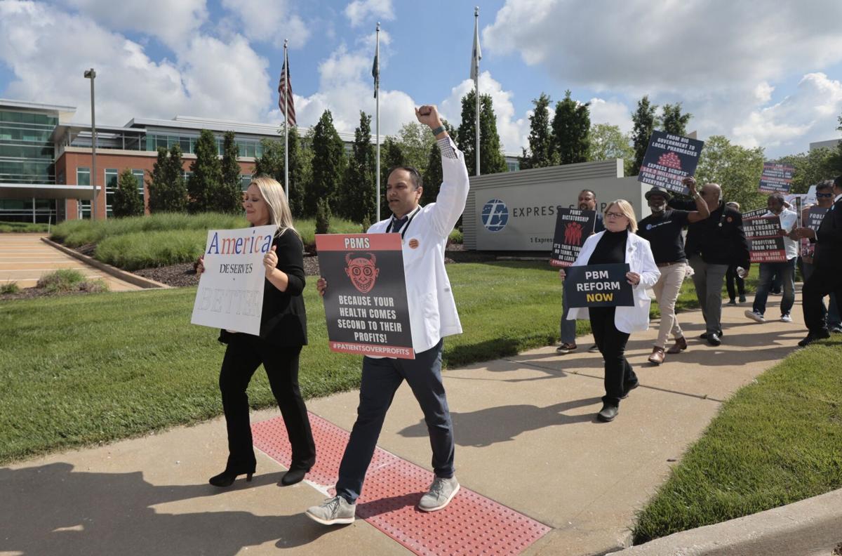 Pharmacists protest ‘noncompetitive’ contracts at Express Scripts HQ in St. Louis County
