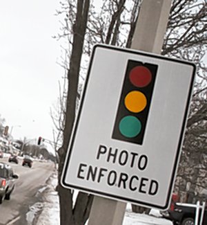 red light camera warning signs