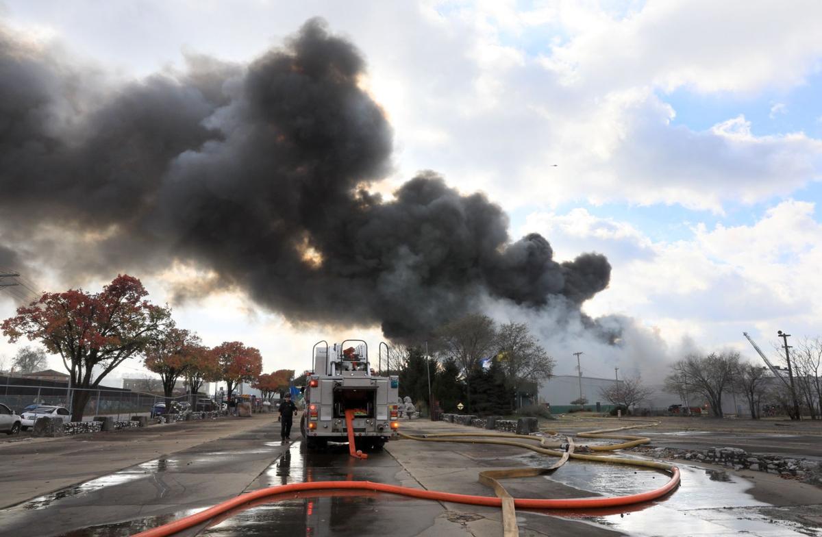 St. Louis firefighters fight a warehouse fire