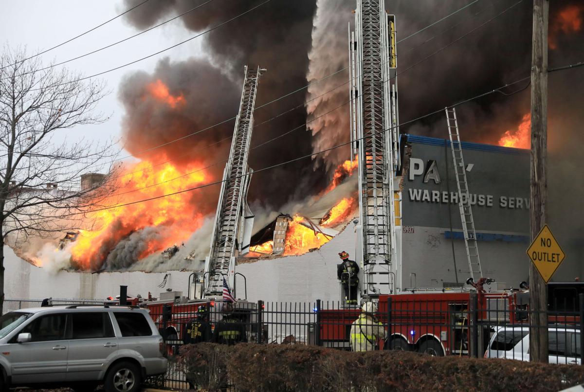 St. Louis firefighters battle a warehouse blaze