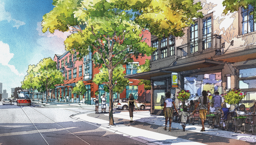 An artist's rendering of a redeveloped 14th Street