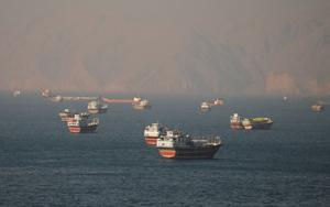 Vessels at the Strait of Hormuz, as seen from Musandam