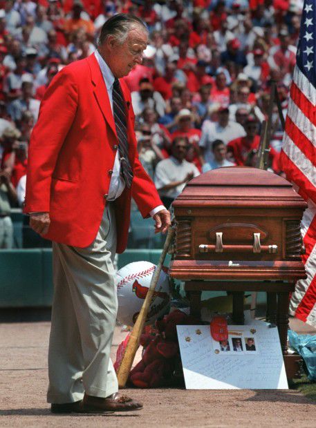 Stan Musial statue the day of his funeral procession. 1-26-13