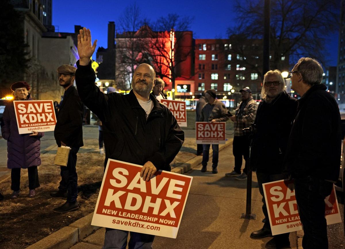 Supporters protest outside KDHX