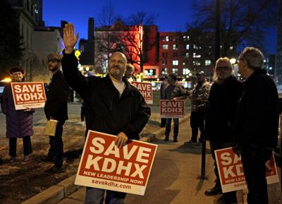 Supporters protest outside KDHX