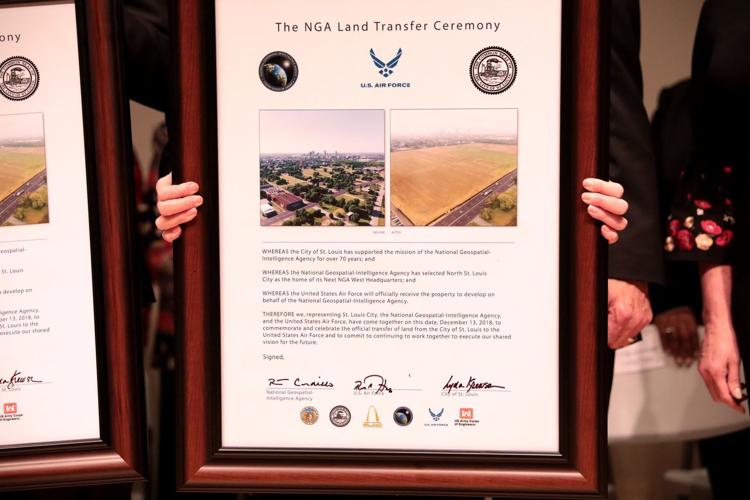 Community leaders and federal officials celebrate transfer of land for NGA headquarters