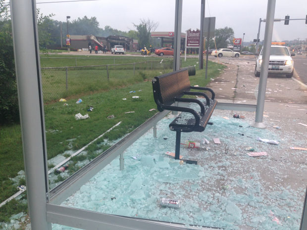Smashed MetroBus stop