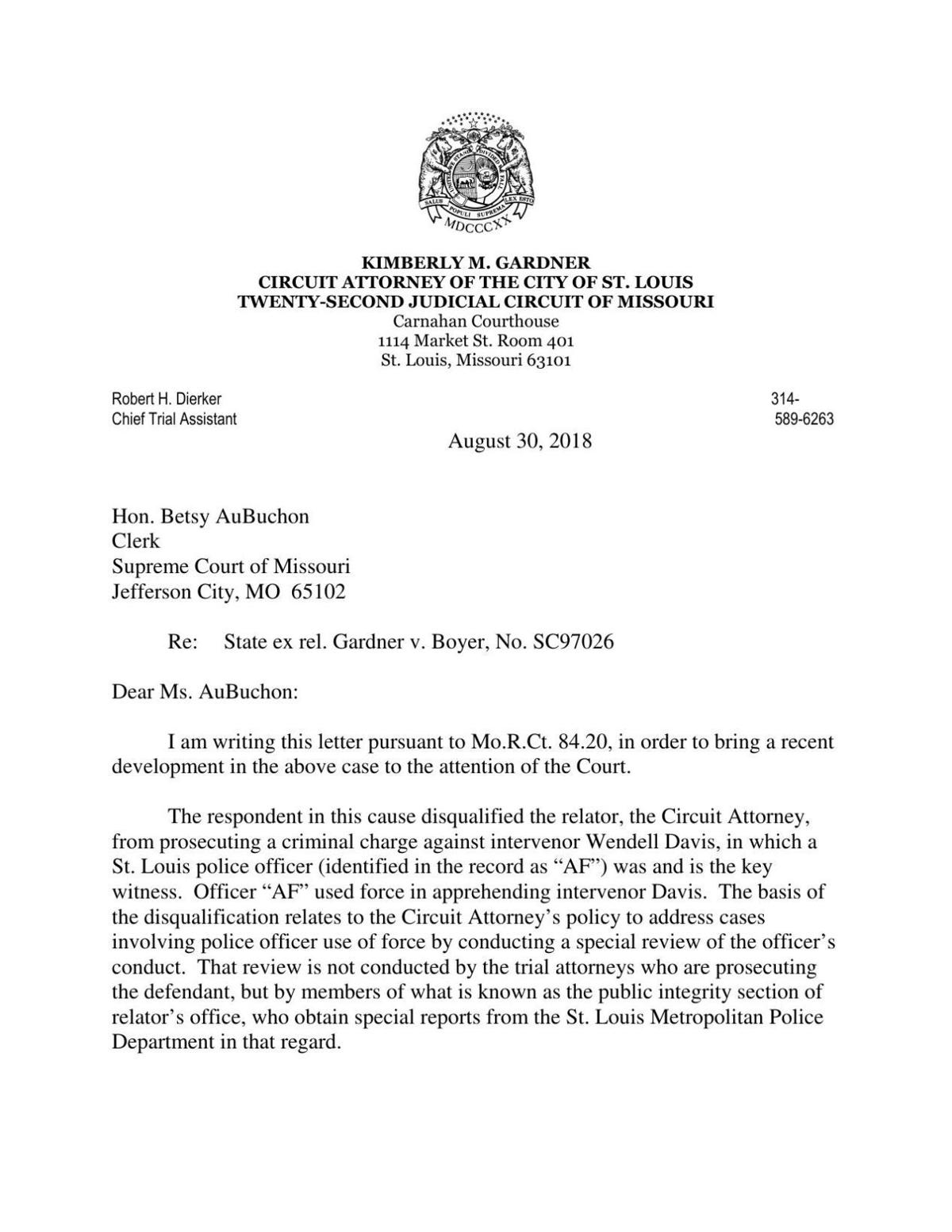Letter From Circuit Attorney S Office Exonerating St Louis Police Officer Of Shooting Online Stltoday Com