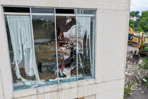 Demolition of the former Heart of St. Charles Banquet Center begins