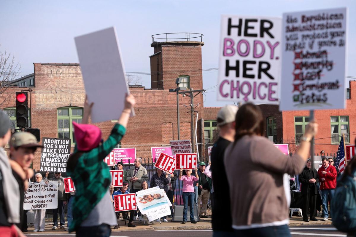 A mix of protesters and supporters at Planned Parenthood