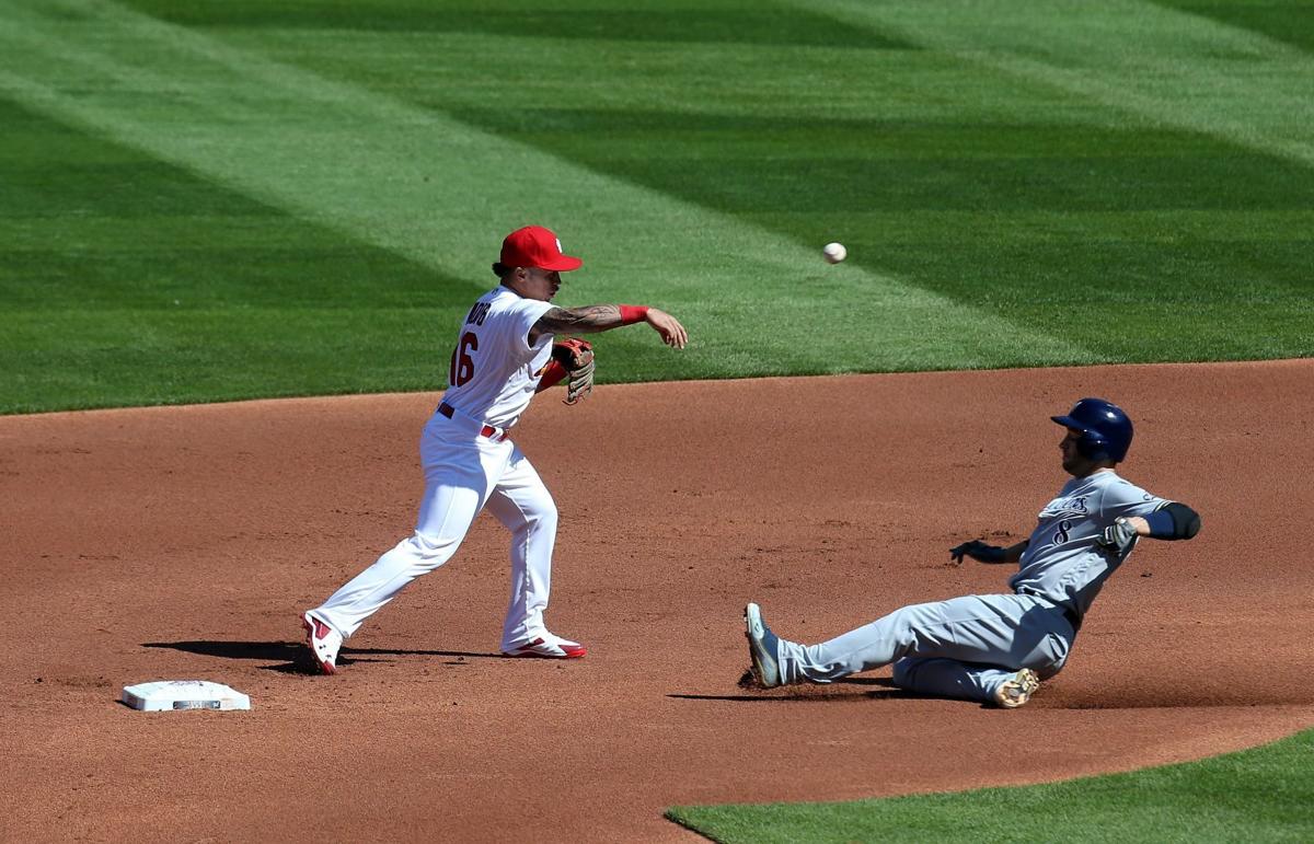 Game action from the Cardinals' home opener against the Brewers St