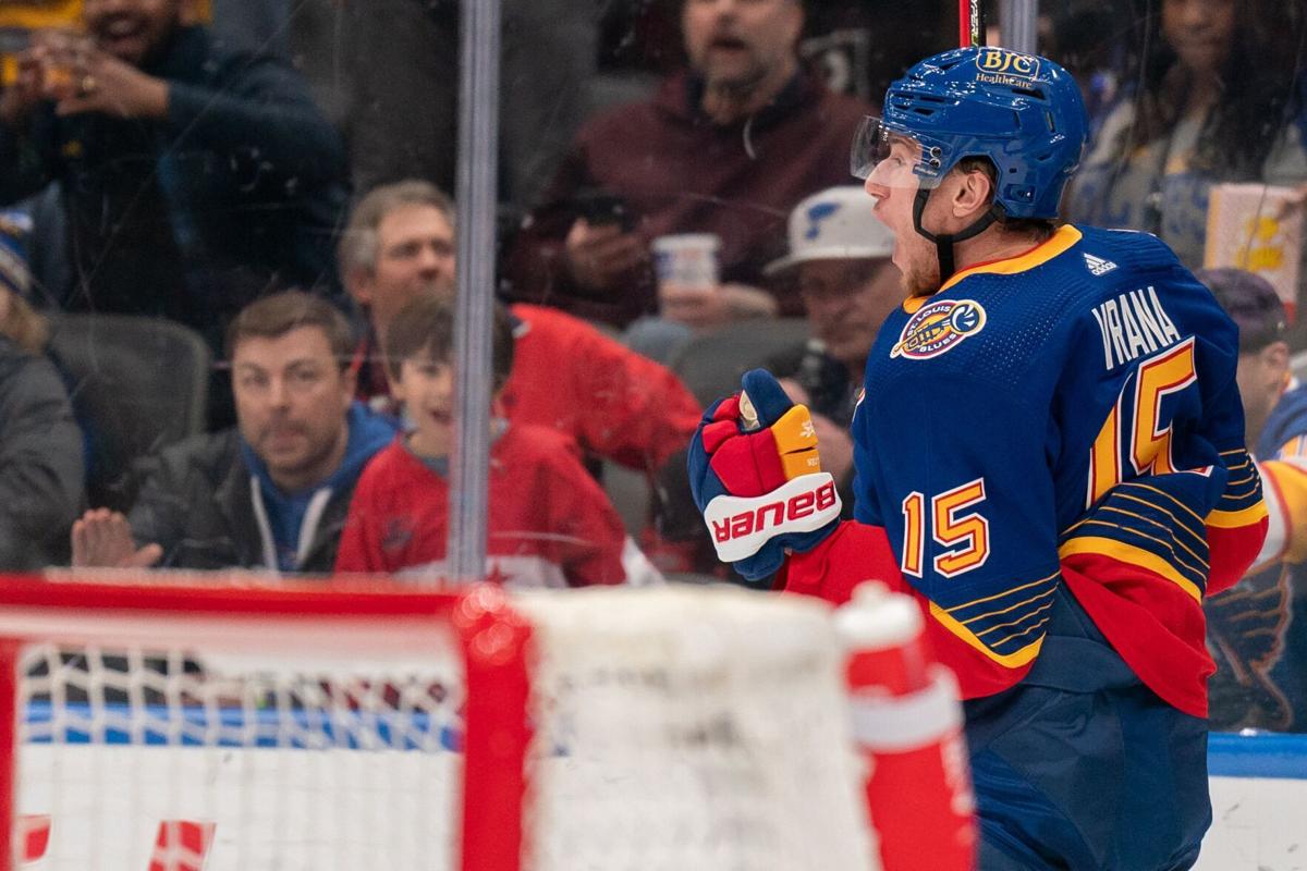Ex-Red Wing Jakub Vrana is lighting it up for the Blues