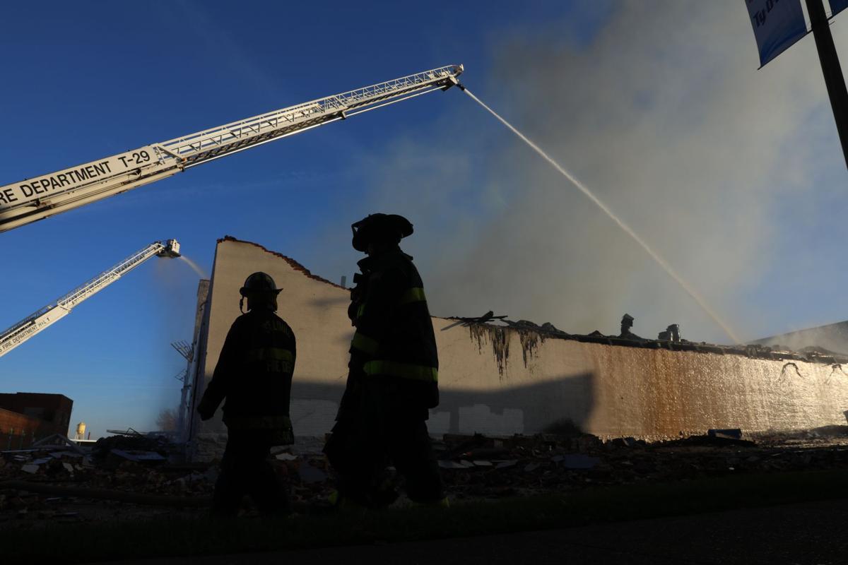 Warehouse fire second day