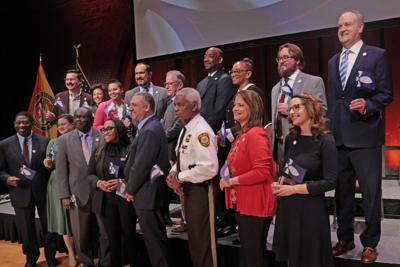 St. Louis County Executive Sam Page praises his administration and their staff during the annual State of the County Address