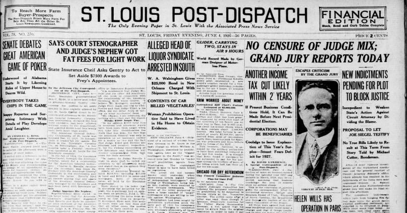 See the June 4, 1926, front page: No censure of Judge Mix; Grand Jury ...