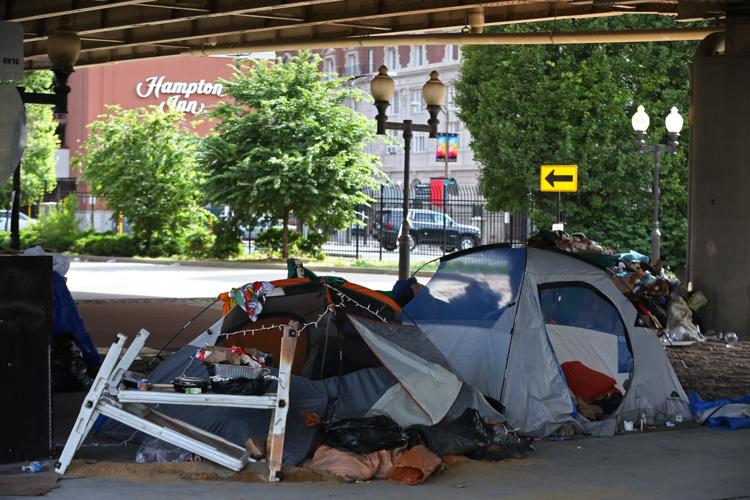 Homless encampment in precarious place slated for removal