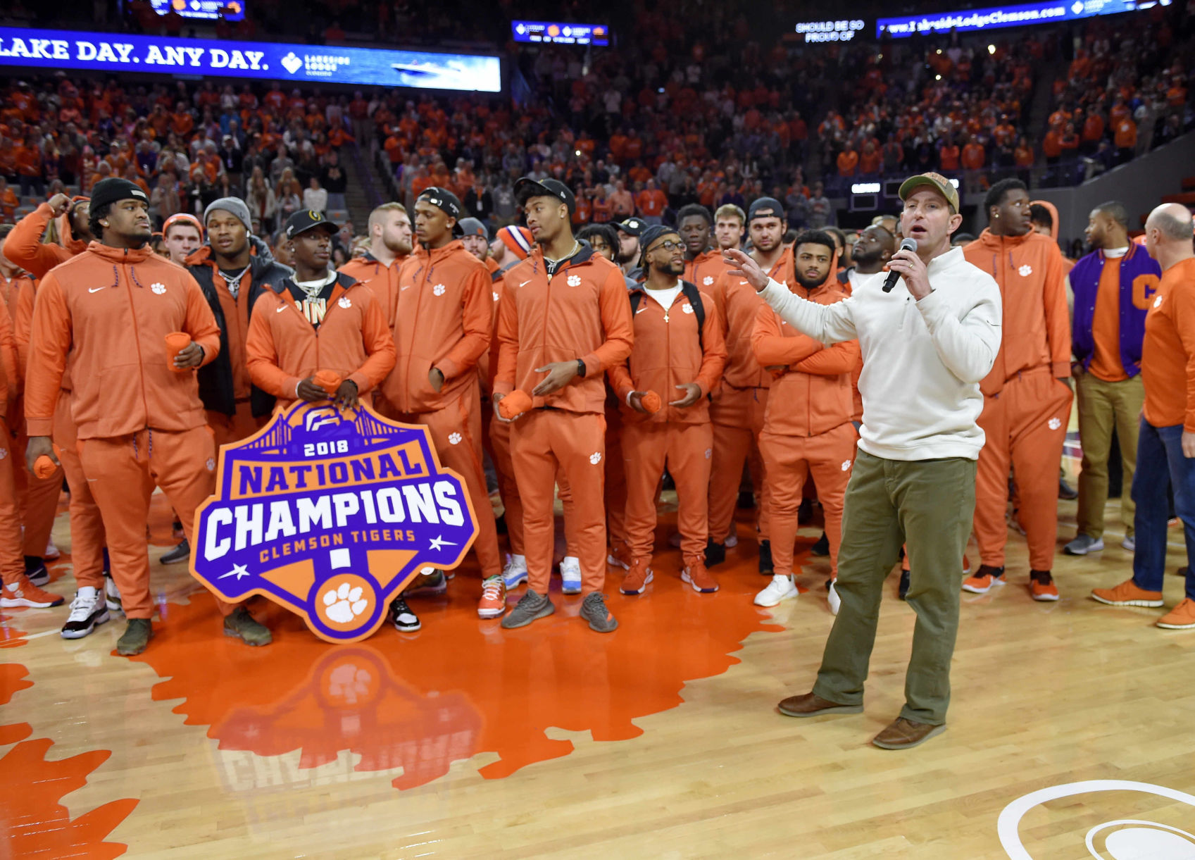 Clemson's Swinney Swings By Cardinals Camp To Talk Championship Culture