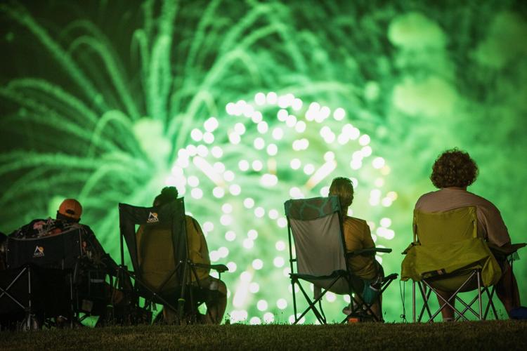 Fireworks illuminate the sky in Alton