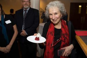 Photos from Atwood's award event: purse, 'handmaids' and more