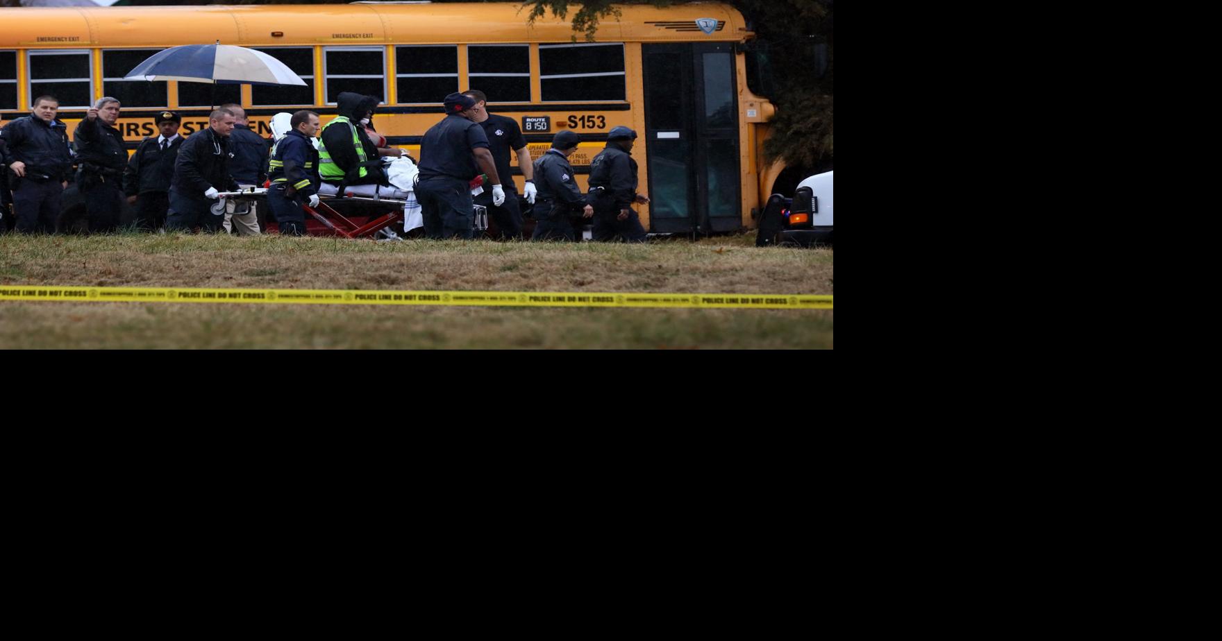 Update: Woman who crashed into school bus was not shot