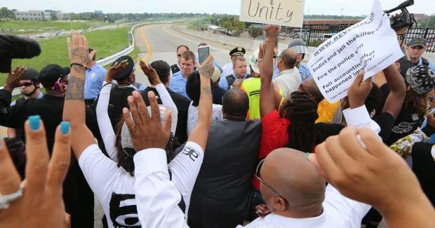 Video: Michael Brown supporters protest on N. Hanley Road