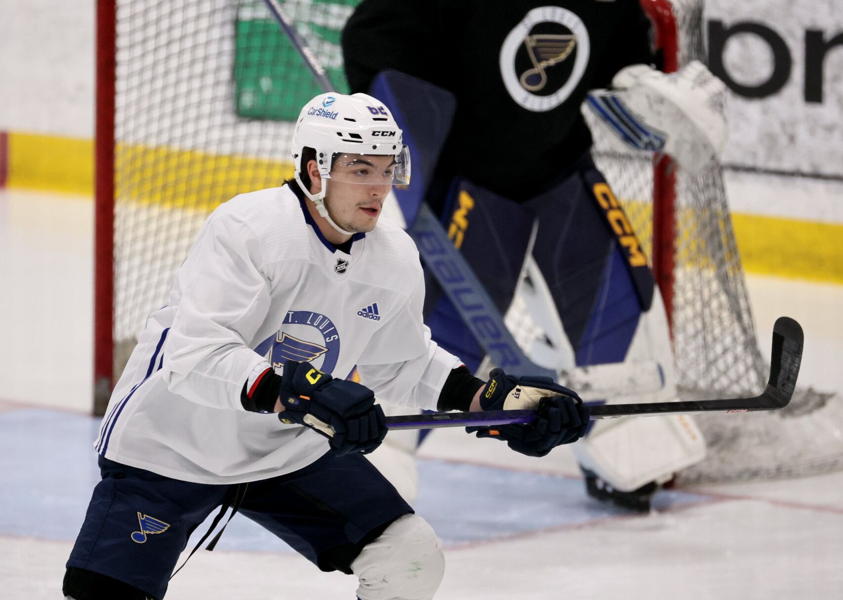 Prospect Michael Buchinger is reminding the Blues of a former St
