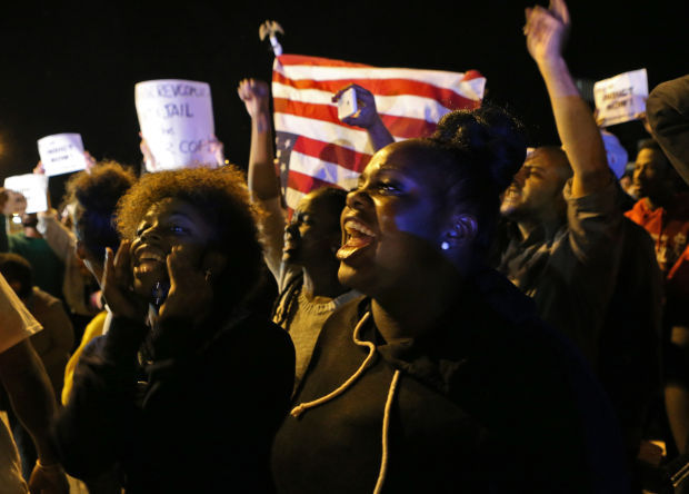 Protesters in Ferguson