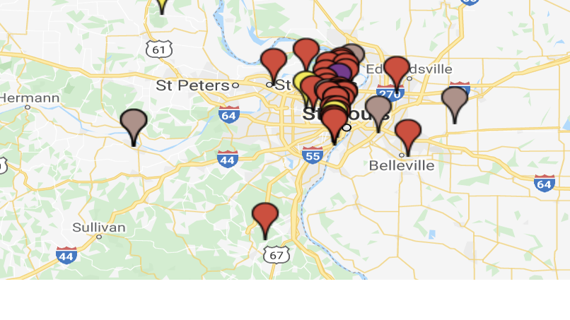Map Of 2022 Homicides St Louis County