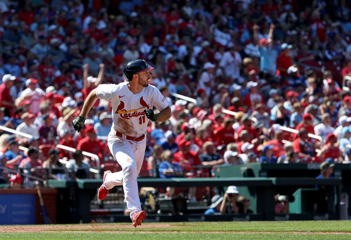 Los Angeles, United States. 28th Apr, 2023. Los Angeles Dodgers Max Muncy  drives in an RBI double to right-center field off St. Louis Cardinals  starting pitcher Jack Flaherty in the third inning