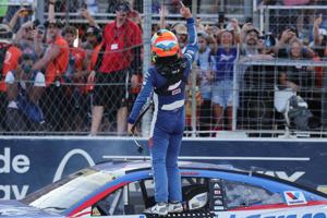 Racers compete in the Enjoy Illinois 300 NASCAR Cup Series at the World Wide Technology Raceway