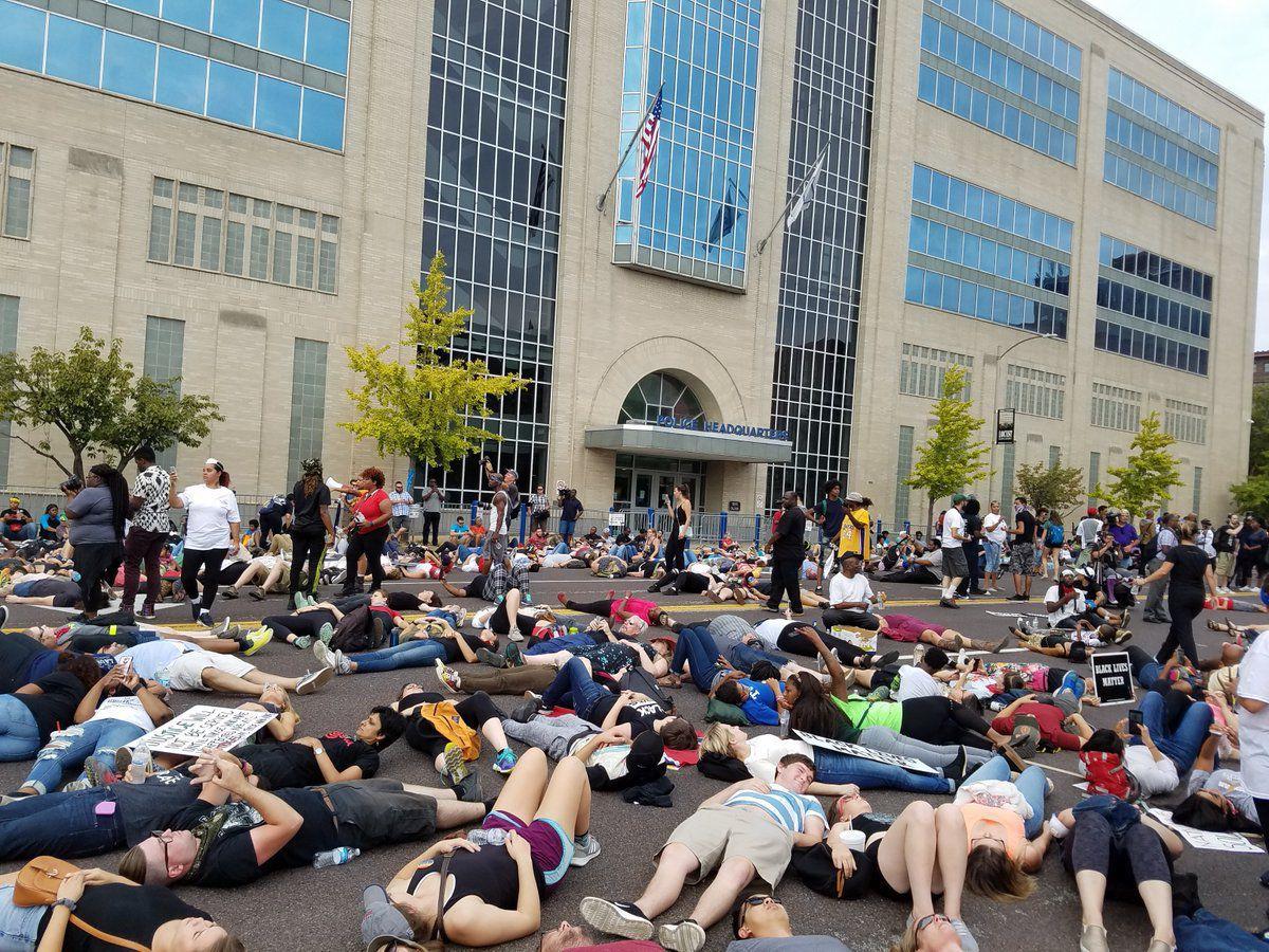 Die-in at downtown police headquarters