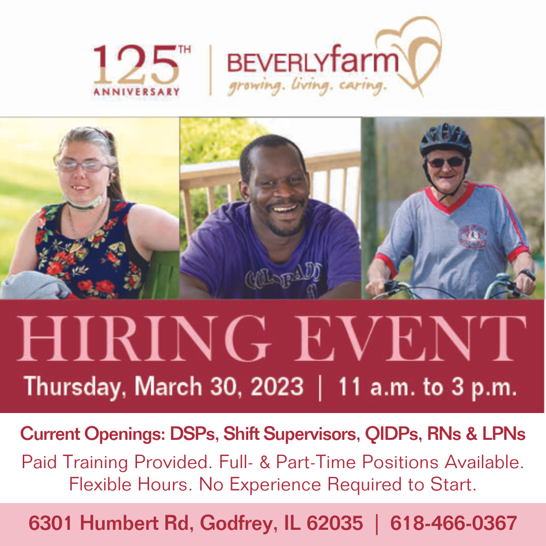Beverly Farm Foundation Hiring Event Thursday, March 30th from 11 a.m. to 3 p.m.